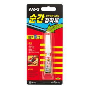 아모스 순간 접착제 3g 초강력 젤타입 강력본드 고무 목재 플라스틱 금속