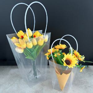 투명 화분 쇼핑백 카네이션 꽃다발 사다리꼴 가방