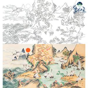 군학장생도 1 민화 도안 본그림 민화그리기 본 공모전 취미 원데이클래스 수업자료 컬러링 민화본