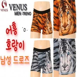 [비너스] 폴리스판 호랑이얼굴 포인트나염 남성드로즈 2중1택 (VMP7059T1)