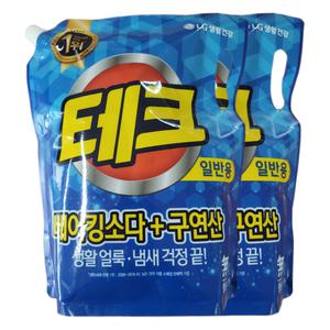테크 베이킹소다+구연산 액체세제(일반세탁기용) 2L 2개 튜브형 실속형 액상세제