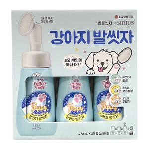 LG생활건강 시리우스 강아지 발씻자 270ml x 3 발샴푸 품샴푸
