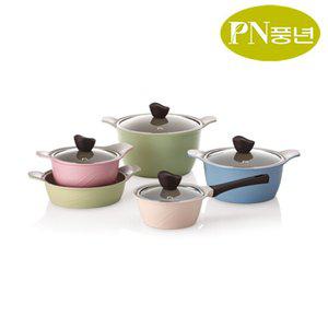 PN풍년 통주물 인덕션가스 코팅 냄비세트 5종 /포시아D 올라 IH