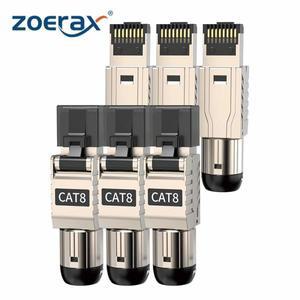 ZoeRax RJ45 커넥터 도구 무료 Cat8 CAT7 8 필드 종단 플러그 차폐 모듈러 2000MHz 40G 10PCs