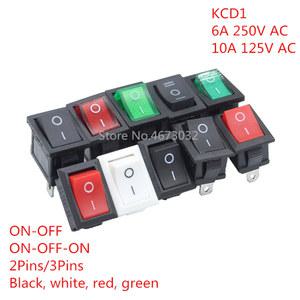 1PCS KCD1 2PIin 3Pin 보트 자동차 로커 스위치 6A/10A 250V/125V AC 빨간색 노란색 녹색 파란색 검정색 버튼 최고의 가격