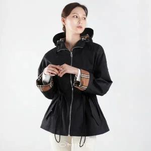 버버리 자켓 바람막이 여성 후드 드로우스트링 벌리 BIRLEY 블랙
