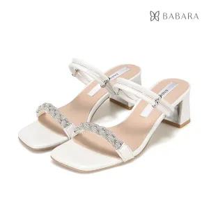 바바라 양가죽 2way 보석꼬임스트랩 여성뮬샌들 5cm_BBE404WT