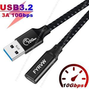 USB to C 타입 암 케이블, 양방향 연장 데이터 전송 SSD QC3.0 고속 충전, A C, USB3.2, 10Gbps