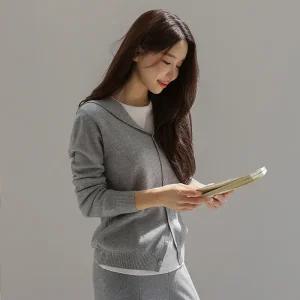 [시크폭스] [실키모달]후드 니트 가디건_53CA749