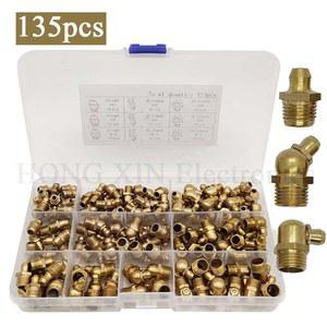 황동 유압식 그리스 모음 45 90 니플 M10 키트 M6 메트릭 M8 135 각도 스트레이트 피팅