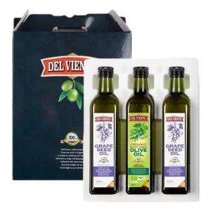 [유통기한 2025.5.23] 델비엔토 엑스트라버진 올리브유1P+포도씨유2P 500ml 3P 선물세트 안전포장