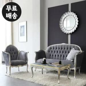 세릴 원목 엔틱 소파 세트 4인용 쇼파 거실(1인+3인)