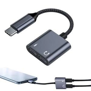 hdmi 분배기 2in 1 듀얼 타입 C 헤드폰 어댑터 USBC 분배기 잭 AUX Type-C - 3.5mm Aux 오디오 케이블