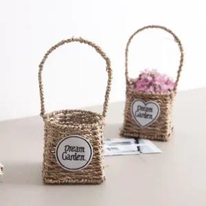 3+1) 왕골 꽃바구니 드림마름모 11x23cm 라탄 인테리어 장식 소품 용품 DIY 바스켓 손잡이 만들기