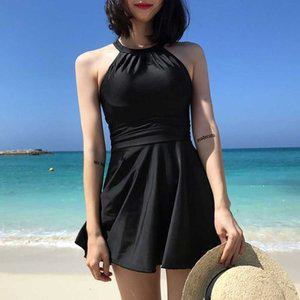 여자 휴양지 괌 여행 해변가 원피스 수영복 홀터넥 (WFGJMK7)