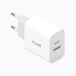 프롬비 25W C타입 듀얼포트 휴대폰 고속 충전기 아이폰 갤럭시 핸드폰 어댑터 돼지코 USB 케이블