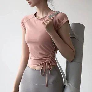 [셀러에이드]여성 폴댄스 헬스 런닝 스포츠 웨어 반팔 티셔츠