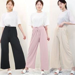여성 골지 통바지 롱 와이드팬츠 밴딩팬츠 일자 9부 슬랙스