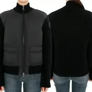 디몬트 23 F/W 몽클레어 여성 로고 패치 포켓 니트 패딩 자켓(블랙) 9B00001 M1241 999