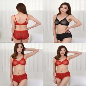 HY 플라워 망사 B컵 노와이어 브라팬티 세트 여자속옷세트