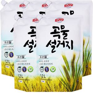 트리오 곡물설거지 주방세제 우리밀 리필 1.2L 5개