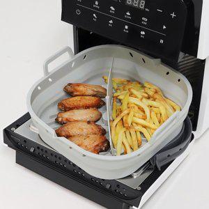 [리본제이]플래티넘 실리콘 에어프라이어 접이식 용기 (대형/19cm) / 접이식 칸 분리형 전자레인지 오븐