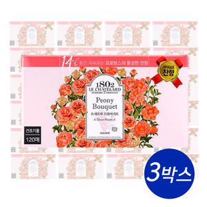 르샤트라 건조기용 섬유유연제 종이 시트지 피오니부케 120매 x 3개 드라이시트