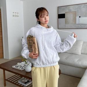 [옷자락]여성 베이직 무지 루즈핏 핀턱 기모 후드 티셔츠