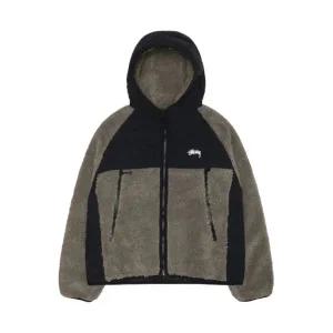 스투시 쉐르파 패널드 후드 자켓 스톤 Stussy Sherpa Paneled Hooded Jacket Stone