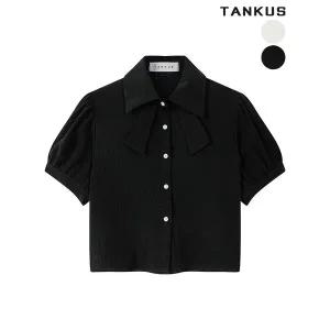 [하프클럽/탱커스]여성 스판 진주 단추 반팔 블라우스