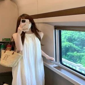 여성 여름 홀터넥 썸머룩 민소매 꾸안꾸 롱원피스 (WFHO2GW)