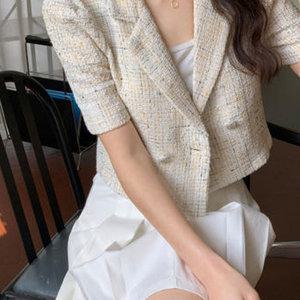 유렌 트위드 크롭 반팔 자켓 여름 여성 자켓 아우터 여름아우터