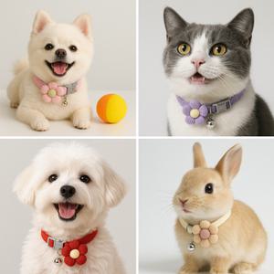 고양이 강아지 방울 참 장식 꽃 목걸이 반려동물 목줄