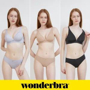 [Wonderbra] V넥 노와이어 브라팬티 6종세트 블루퍼플 샌드베이지 블랙 WBW4N29313