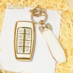 현대 제네시스 G80 GV70 GV80     TPU 자동차 키 커버 케이스 리모컨 키 홀더 액세서리 (8버튼 쉘)