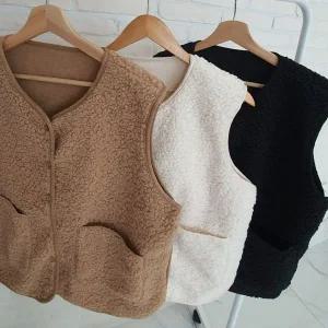 [콩심팥심]여성 양털 덤블 조끼 플리스 빅사이즈 뽀글이 베스트