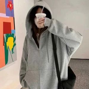 룩 봄잠바오버핏후드집업 여자 점퍼 집업 캐주얼 캠퍼스 간절기 대학생