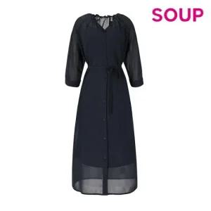 [본사] 정상가  149 000원 | 셔링넥 로브 원피스  OY5OPCE)