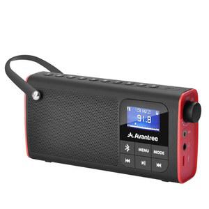 블루투스 스피커 및 SD 카드 MP3 플레이어 3-in-1이 포함된 아반트리 SP850 충전식 휴대용 FM 라디오, 자동 스캔 저장, LED 디스플레이, 소형 휴대용 포켓 충전식 배터리 무선 라디오(AM 없음)