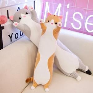 19.5in Cute 50cm Cat Plush Toy Long Pink Brown Grey Sleeping Leg Pillow Squishy Little Animal Doll A