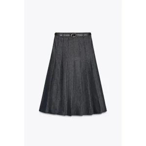 ZARA Z1975 태비 데님 미디 스커트, 벨트