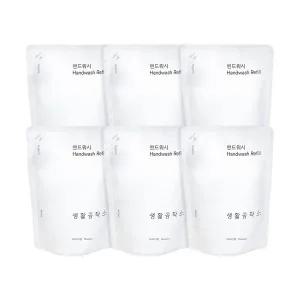 [생활공작소] 핸드워시 손세정제 리필 400ml 6개 / (파우더향/청포도향 택1)