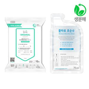 물따로 신생아물티슈 오리지날 라이트 휴대용 15매x28