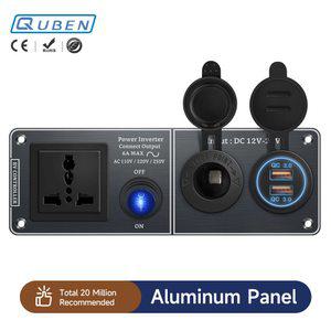 차량용 충전기 다기능 알루미늄 패널 인버터 RV 요트 여행 트레일러용 듀얼 포트 USB QC30 AC110V 220V 12V