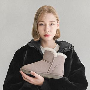 소가죽 양모 앵클부츠 3cm