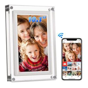 디지털 액자 WiFi, Frameo 10.1인치 아크릴 비디오 액자, IPS LCD 터치스크린, 자동 회전 사진 /동영상, 엄마 아빠를 위한 선물