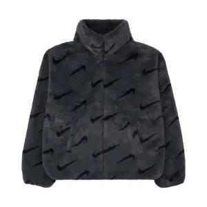 (W) 나이키 NSW 플러시 프린티드 포우 퍼 자켓 다크 스모크 그레이 - 아시아 (W)Nike NSW Plush Printed Fa