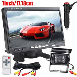 화물차 후방카메라 자동차 TFT LCD 화면 모니터 후면보기 트럭 버스 RV 트레일러 트랙터 캠핑카 10M 케이블이있는 백업 카메라 키트 반전