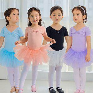 꾸미 반팔튜튜발레복 면스판 유아 아동발레복 프리미엄원단