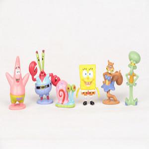 6pcs 스폰지 밥 보글 그림 크랩 보스 패트릭 스타 액션 피규어 애니메이션 인형 장난감